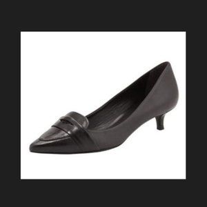 Tory Burch Women's Bronson Kitten Heel Loafer Pump Black Size 6.5